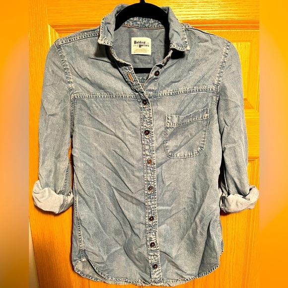 Anthropologie Holding Horses Chambray Tunic Button Down Shirt - Picture 1 of 10